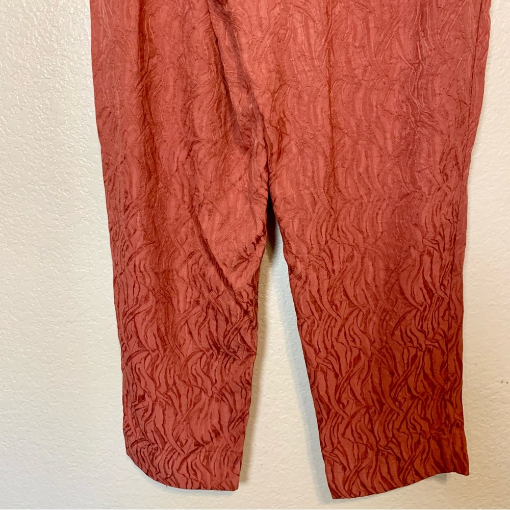 Anthropologie Ett:twa Aubade Tie Waist Textured Pants Cropped Dusty Rose Size 6 - Picture 10 of 14